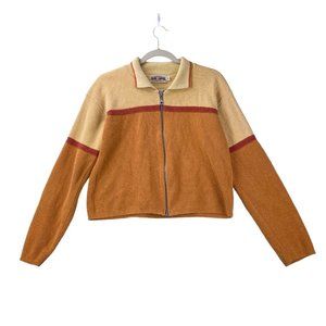 Cross Canyon Women's Full Zip Sweater Jacket Tan Orange Earth Tones Size M